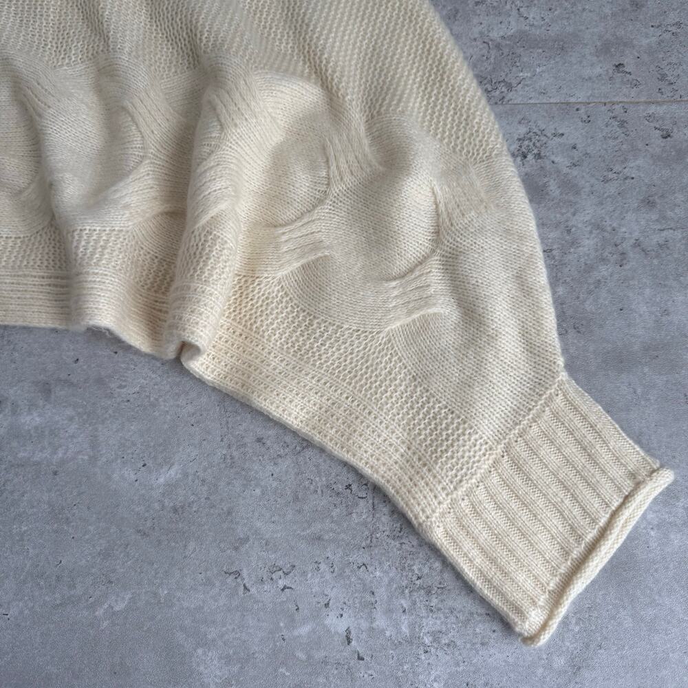 Parker Cable Knit Cropped Cream Sweater Womens size Large - Picture 4 of 6